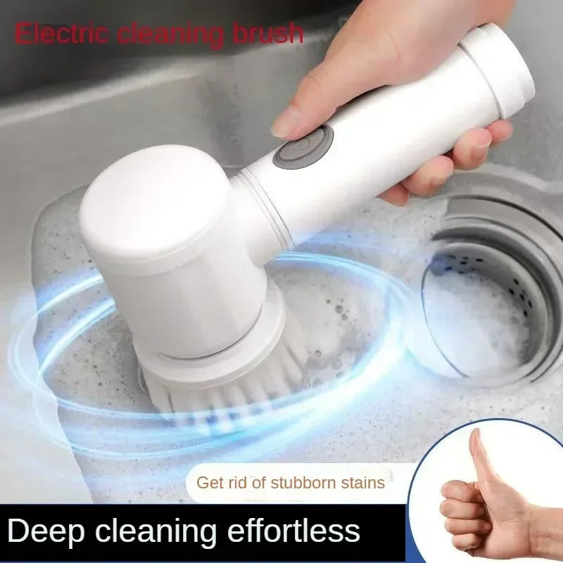 Cordless Electric Spin Scrubber — 
5 Brush Heads Included