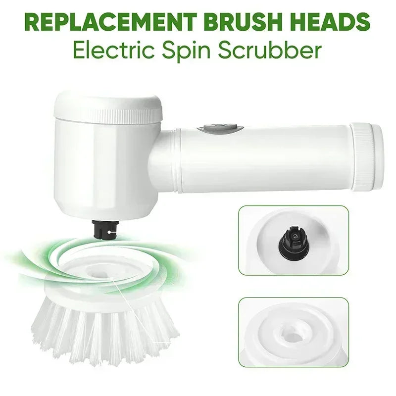 Cordless Electric Spin Scrubber — 
5 Brush Heads Included